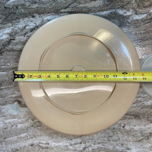 Tupperware Chip Dip 'N Serve Tray with Dip Bowl & Lid Tan & Sheer #492 - Vintage - Picture 9 of 10